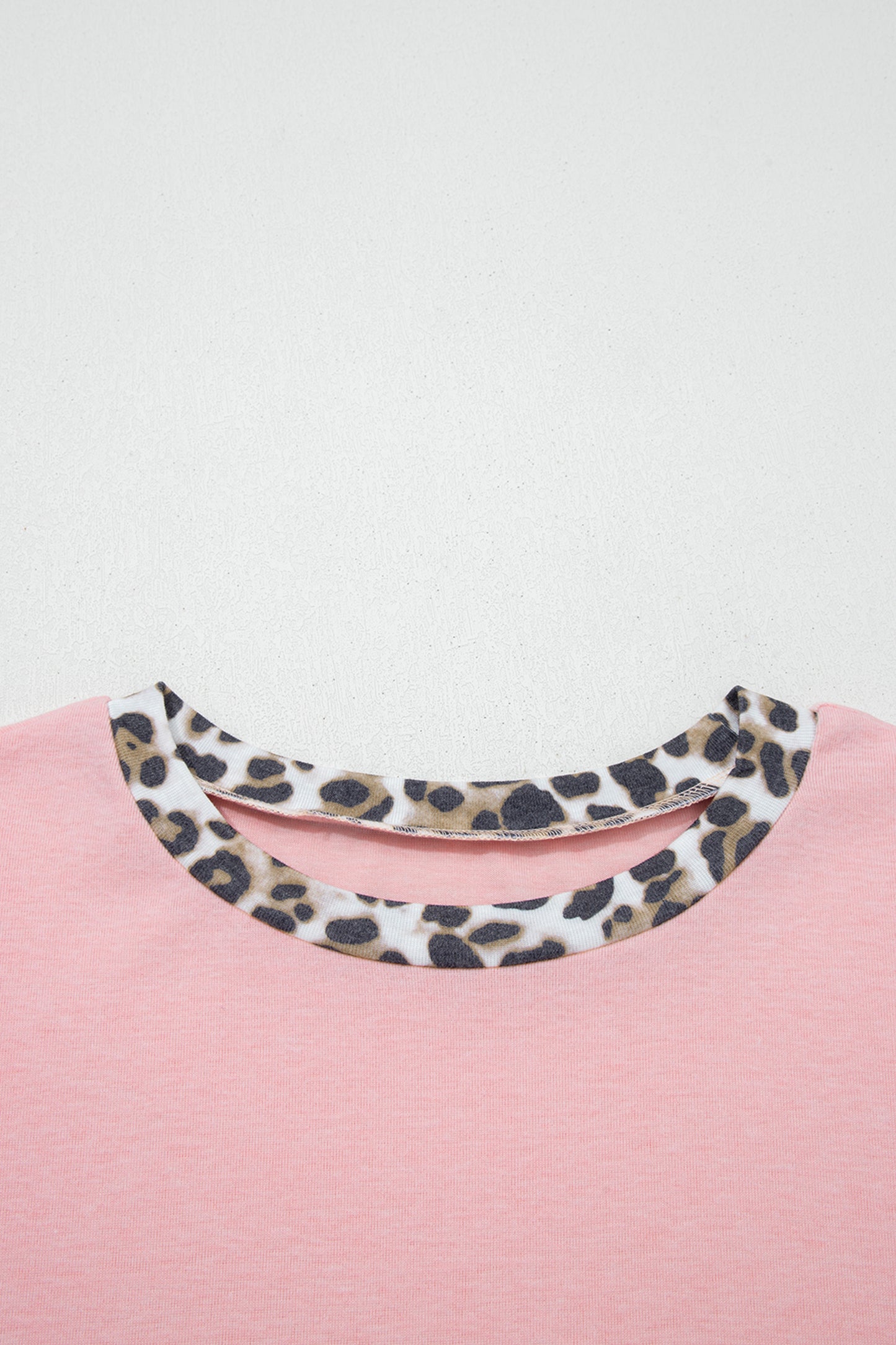 Light Pink Color Block Leopard Patchwork Dolman Sleeve High Low Baggy Sweatshirt