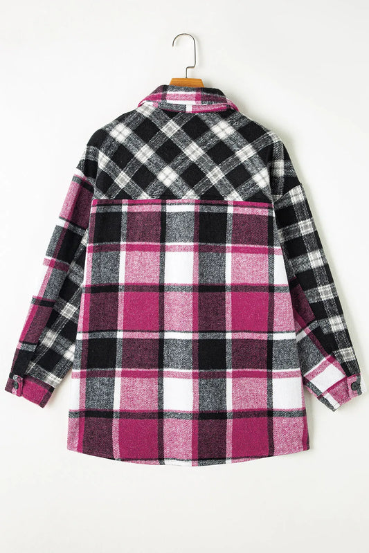 Black Plaid Colorblock Loose Shacket - Chic Meadow Boutique