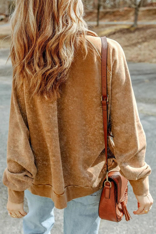 Outerwear/Jackets Khaki Vintage Washed Flap Pocket Button Shacket