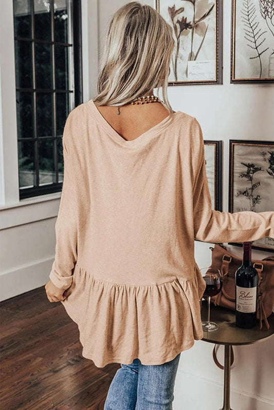 Tops/Blouses & Shirts Jet Stream Ruffled V Neck Buttoned V Neck Shirt