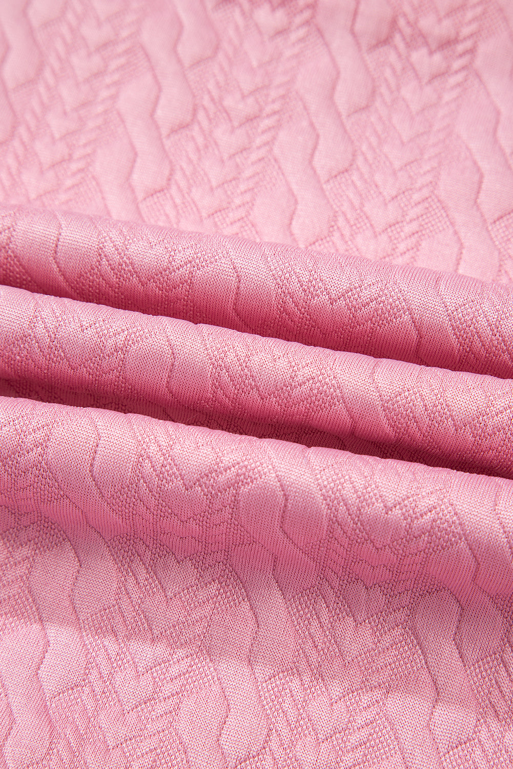 Pink Contrast Trim Textured Crewneck Tee and Pocketed Skirt Set