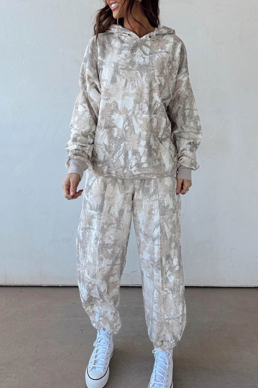 Multicolour Abstract Print Long Sleeve Elastic Waist Pant Set