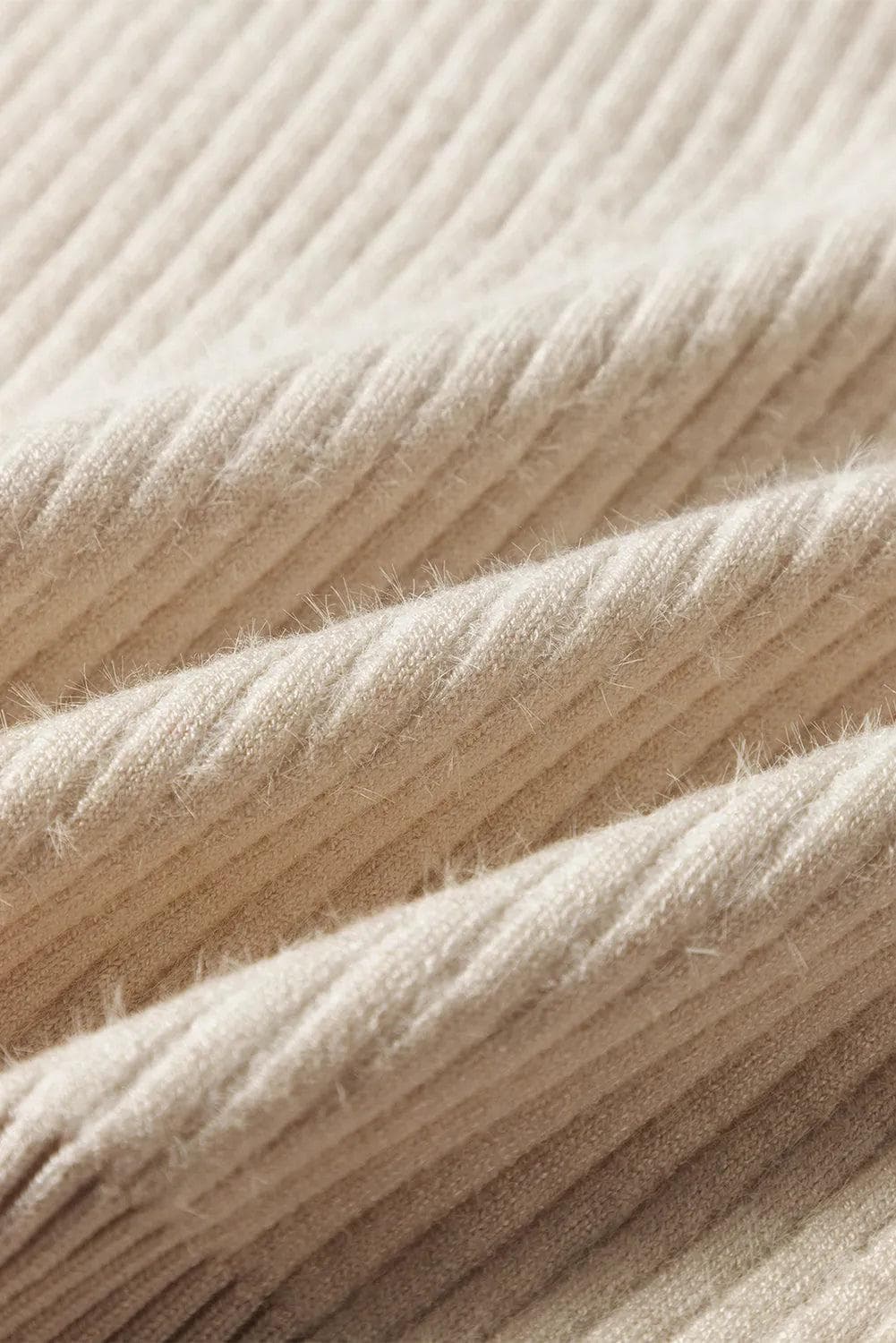 Sweaters & Cardigans/Sweaters Apricot Thermal Lined Ribbed Knit Mock Neck Sweater