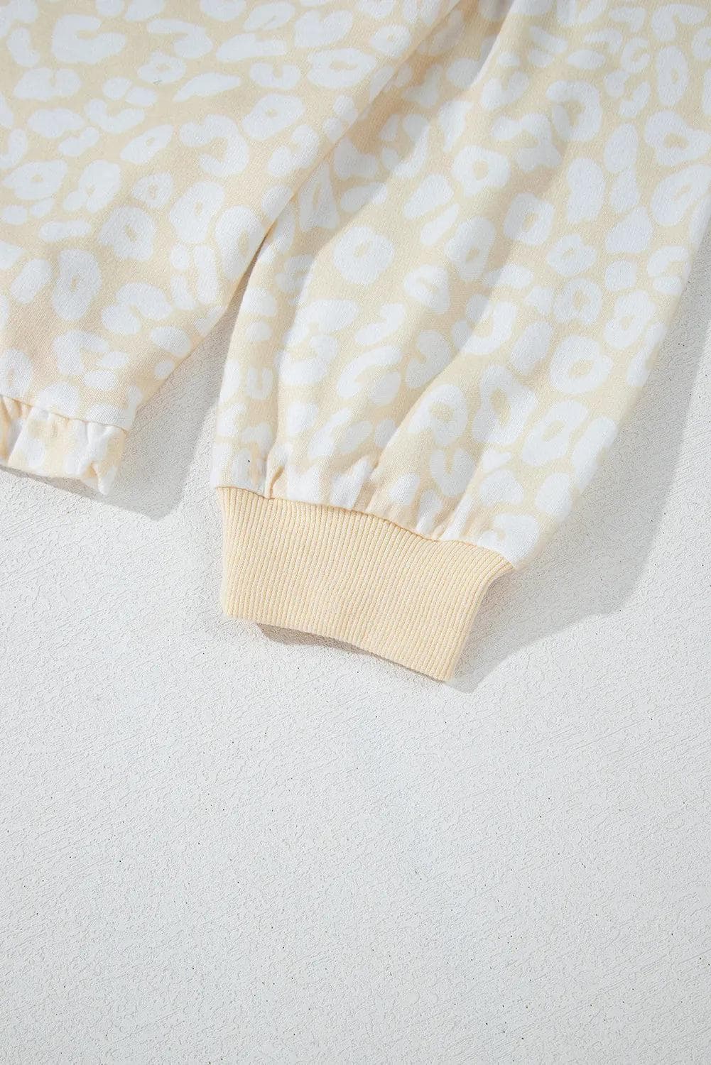 Loungewear & Sleepwear/Loungewear White Cheetah Print Two Piece Loose Fit Cozy Loungewear