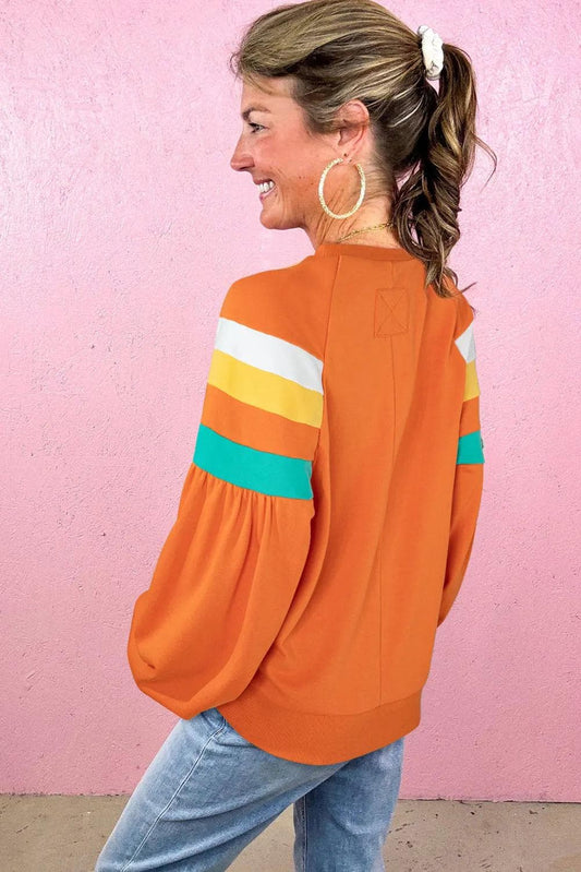 Tops/Sweatshirts & Hoodies Flamingo Color Block Sleeve Exposed Seam Raglan Sweatshirt