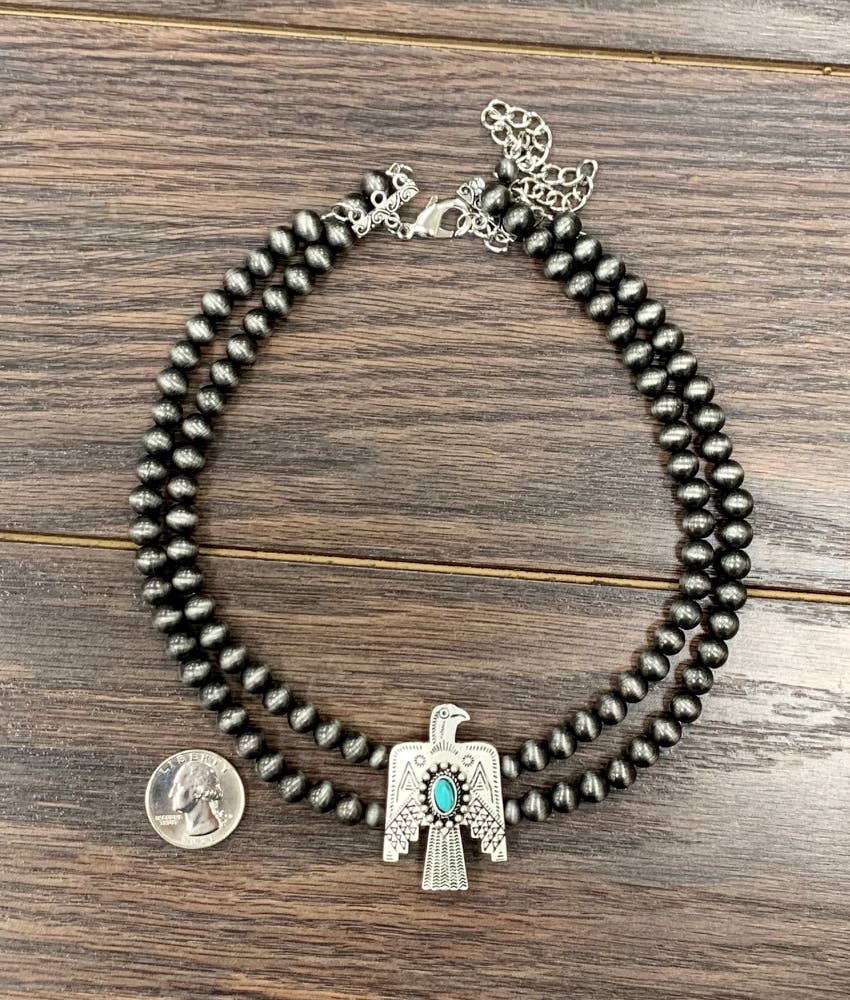 734704, Handmade Navajo Bead, Thunderbird Necklace