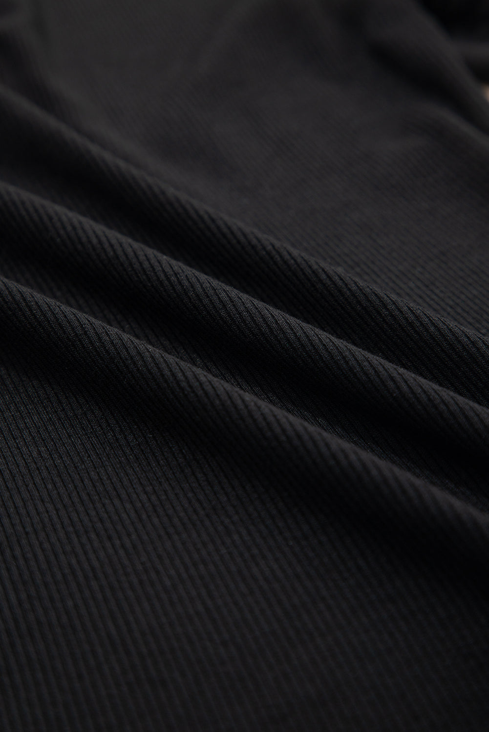 Black Mesh Ruffled Sleeve Slim Fit V Neck Top