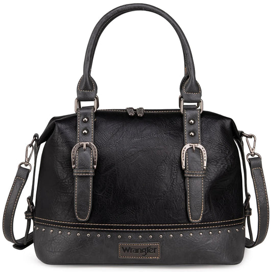 Wrangler Buckle Classic Barrel Satchel Black