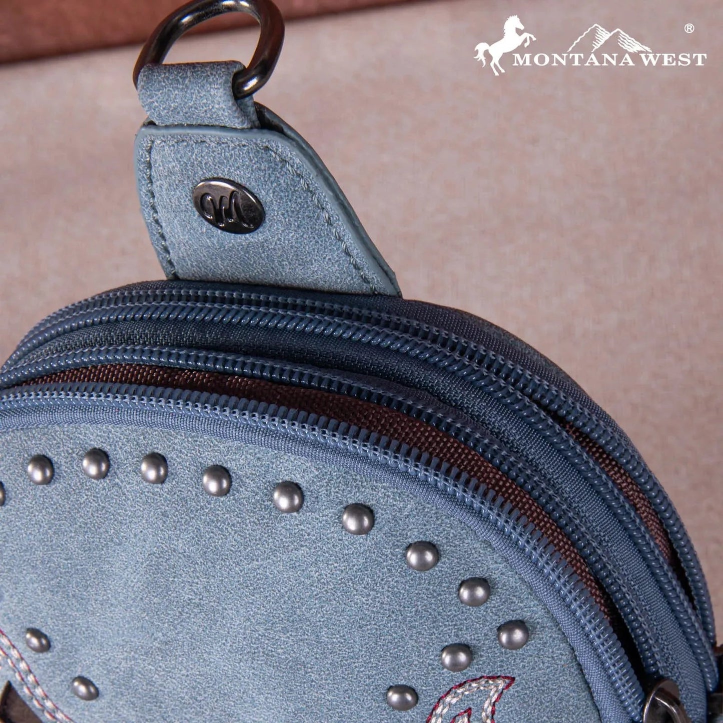 Montana West Embroidered Cut-out Boot Scroll Sling Bag - Jean