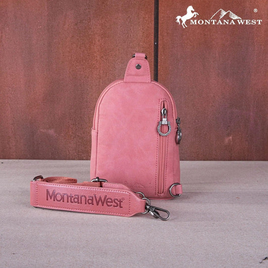 Montana West Embroidered Cut-out Boot Scroll Sling Bag - Pink