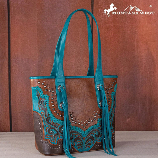 Montana West Embroidered scroll Cut-out Collection Tote - Brown