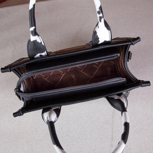Wrangler Cow Print Tote/Crossbody - Black