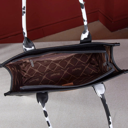 Wrangler Cow Print Wide Tote - Brown