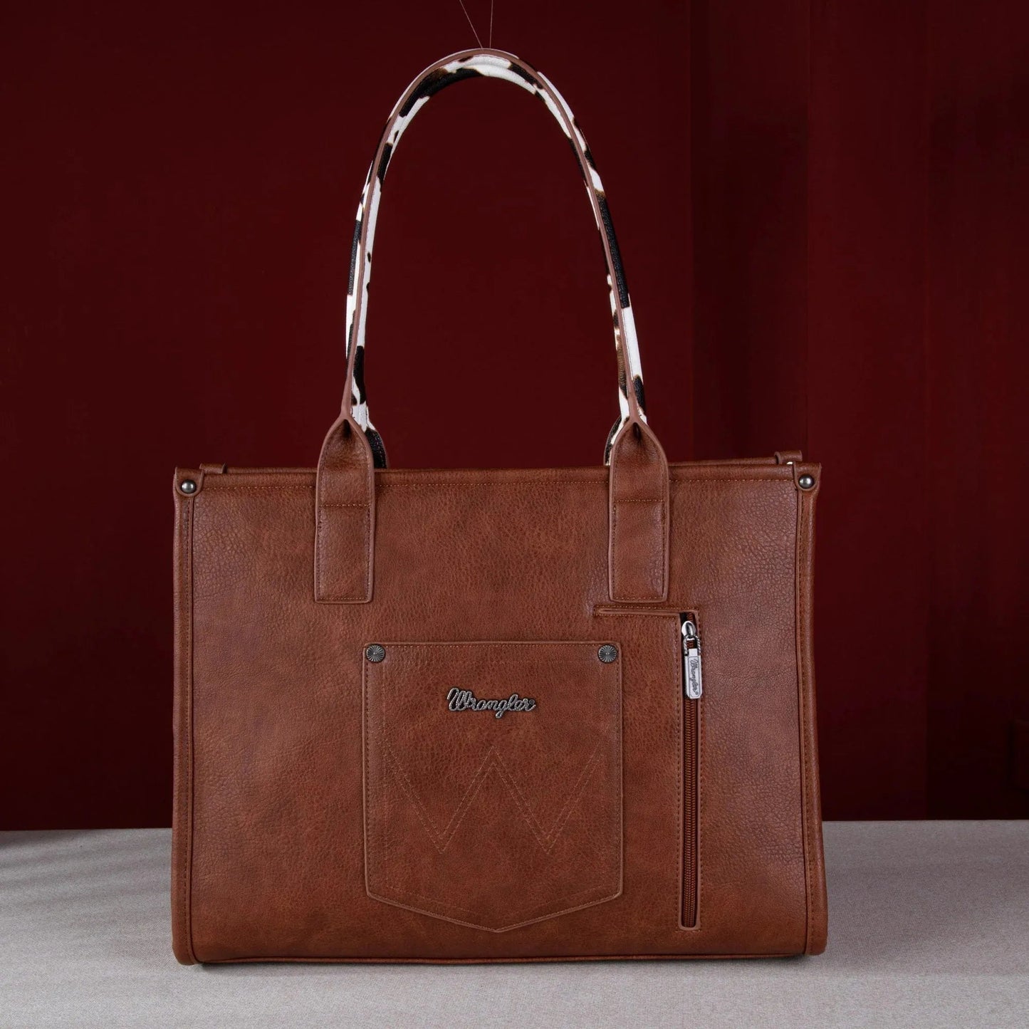 Wrangler Cow Print Wide Tote - Brown