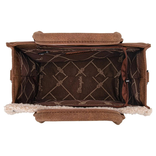 Wrangler Sherpa Southwestern Print Small Canvas Tote/Crossbody - Brown