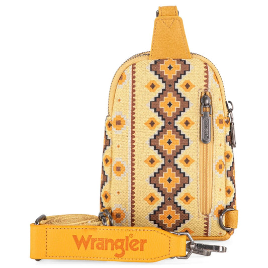 Wrangler Aztec Print Crossbody Sling Chest Bag - Yellow