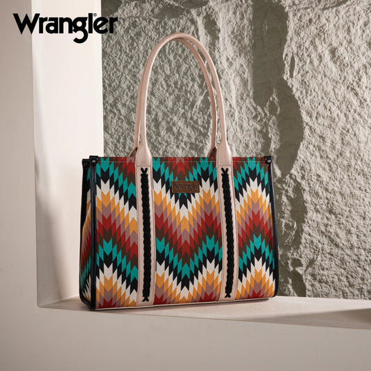 Wrangler Southwestern Pattern Dual Sided Print Wide Tote - Black