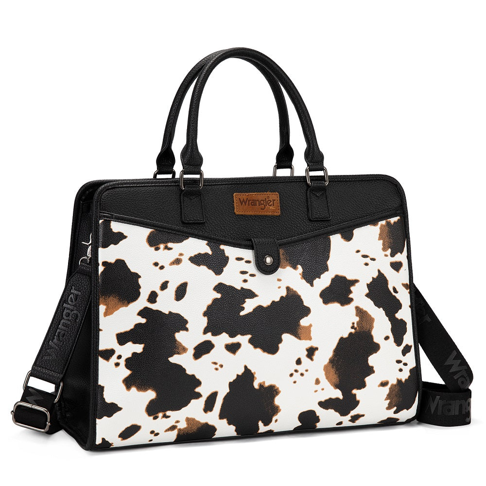 Wrangler Pebbled Faux Leather Laptop Brief Bag - Cow-Black - Chic Meadow Boutique