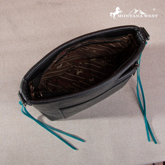 Montana West Embroidered Aztec Collection Crossbody - Black