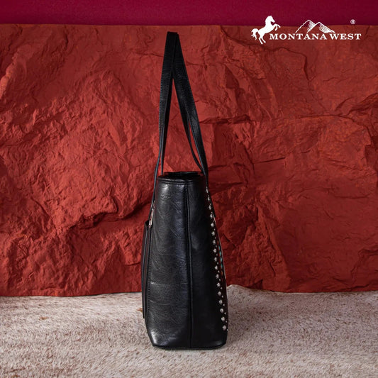 Montana West Embroidered Collection Tote - Black