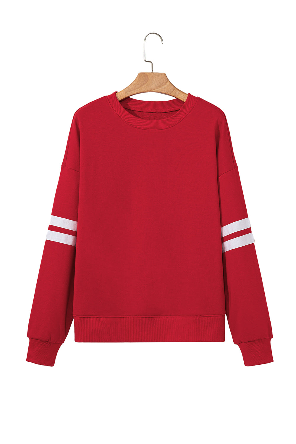 Fiery Red Varsity Striped Detail Drop Shoulder Oversized Sweatshirt