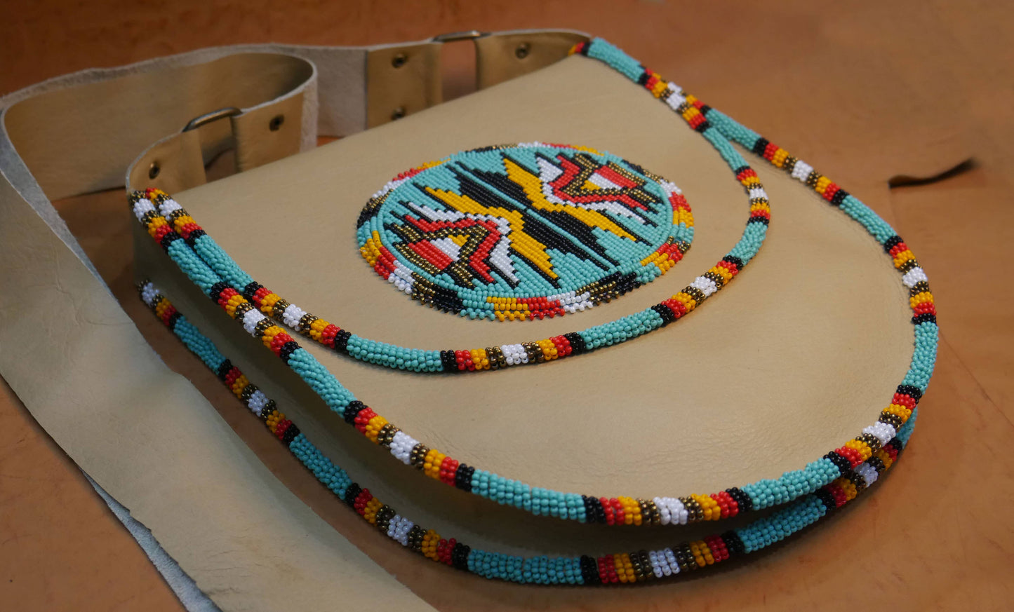 Turquoise Handmade Beaded Leather Crossbody bag Shoulder Bag