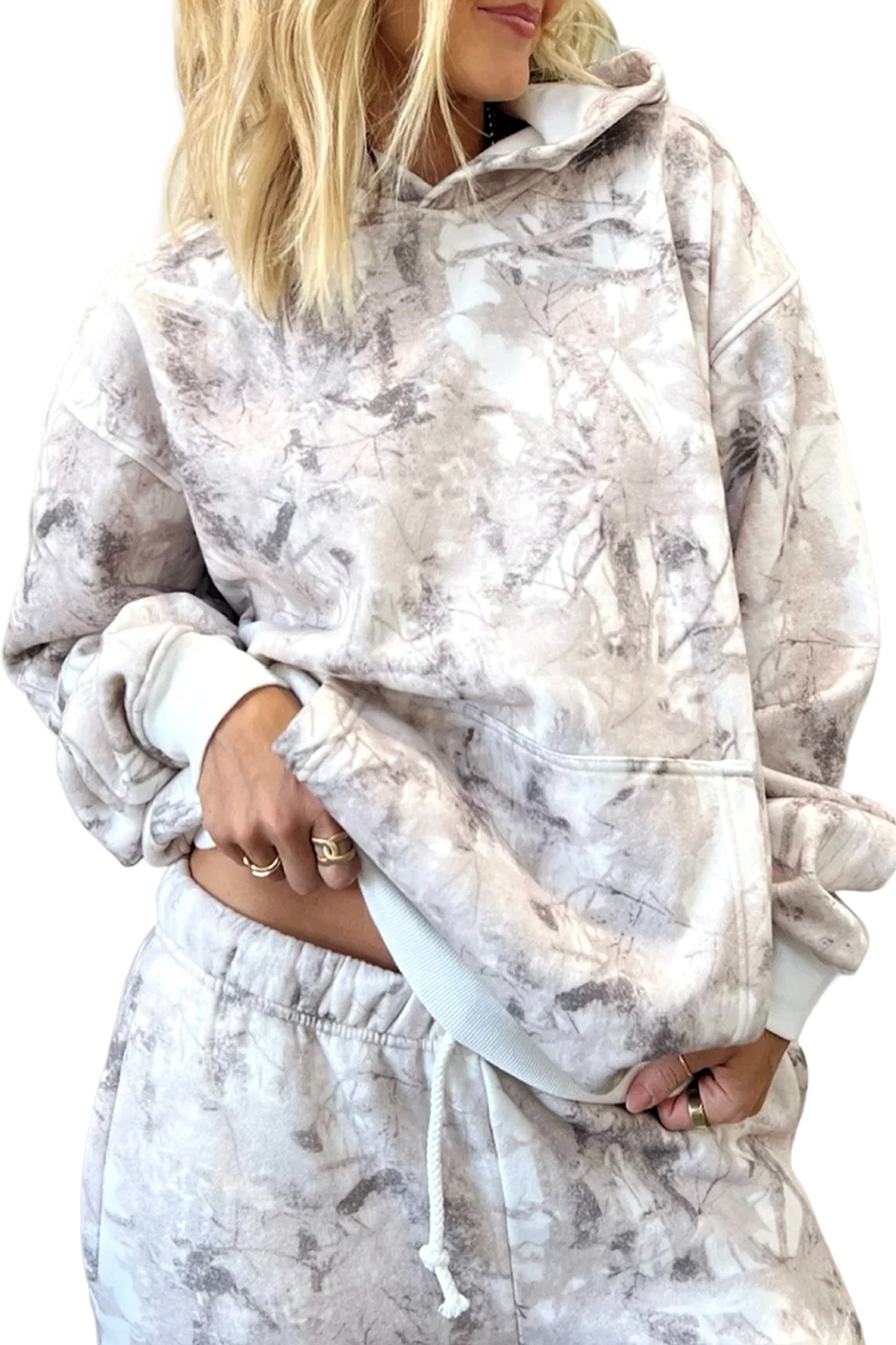 Light Grey Light Woodland Camo Classic Hoodie and Sweatpants Set