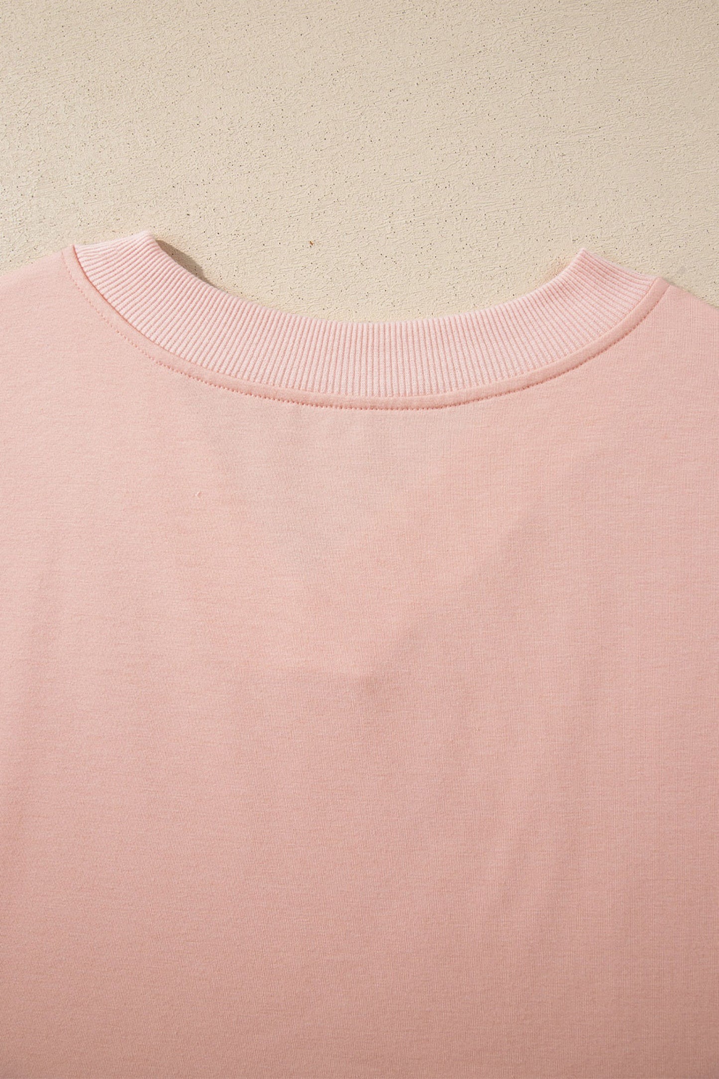 Apricot Pink Solid Color V Neck Tee Drawstring Pant Set
