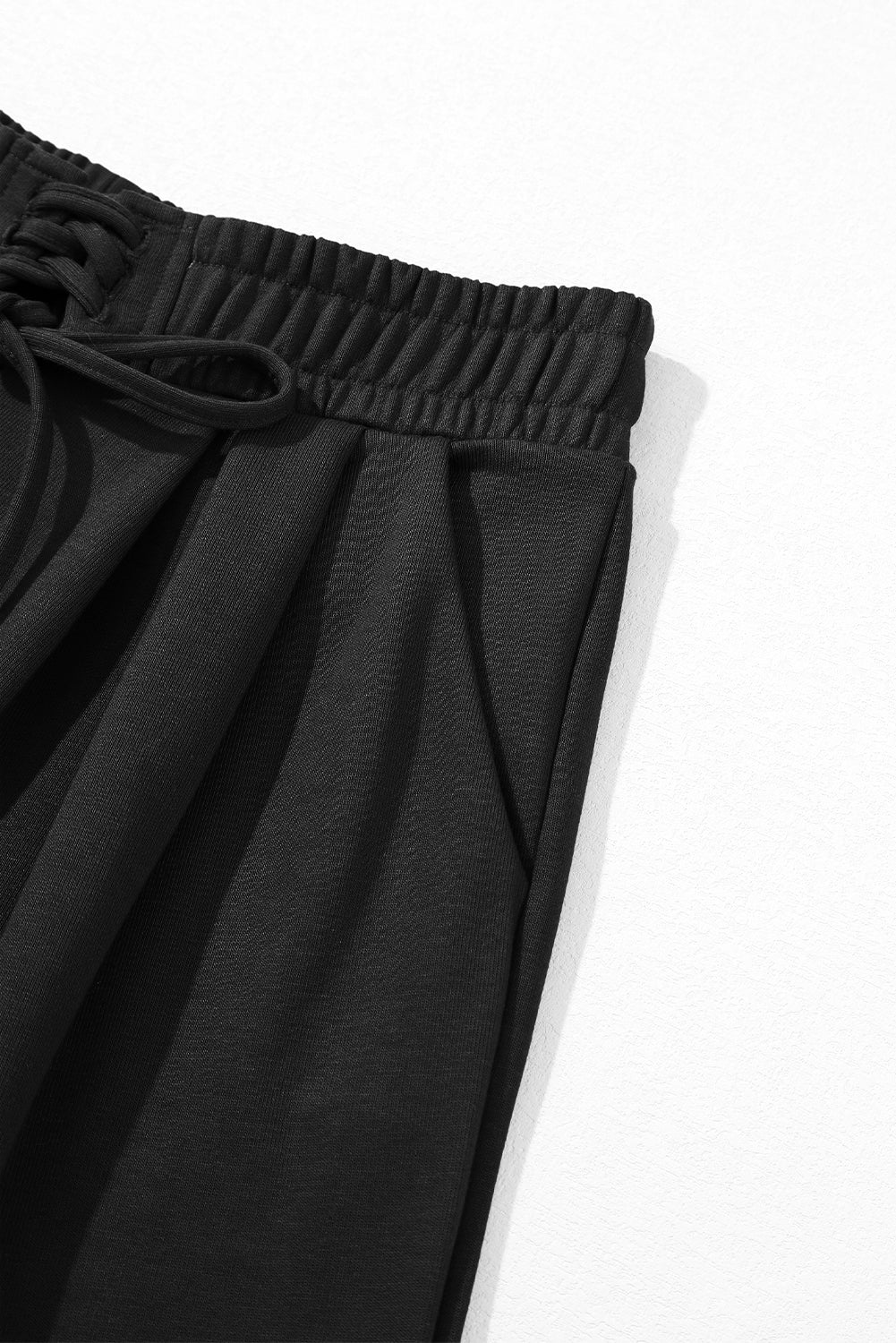 Dear Lovers Black Tied Elastic High Waist Pleated Detail Solid Sweatpants