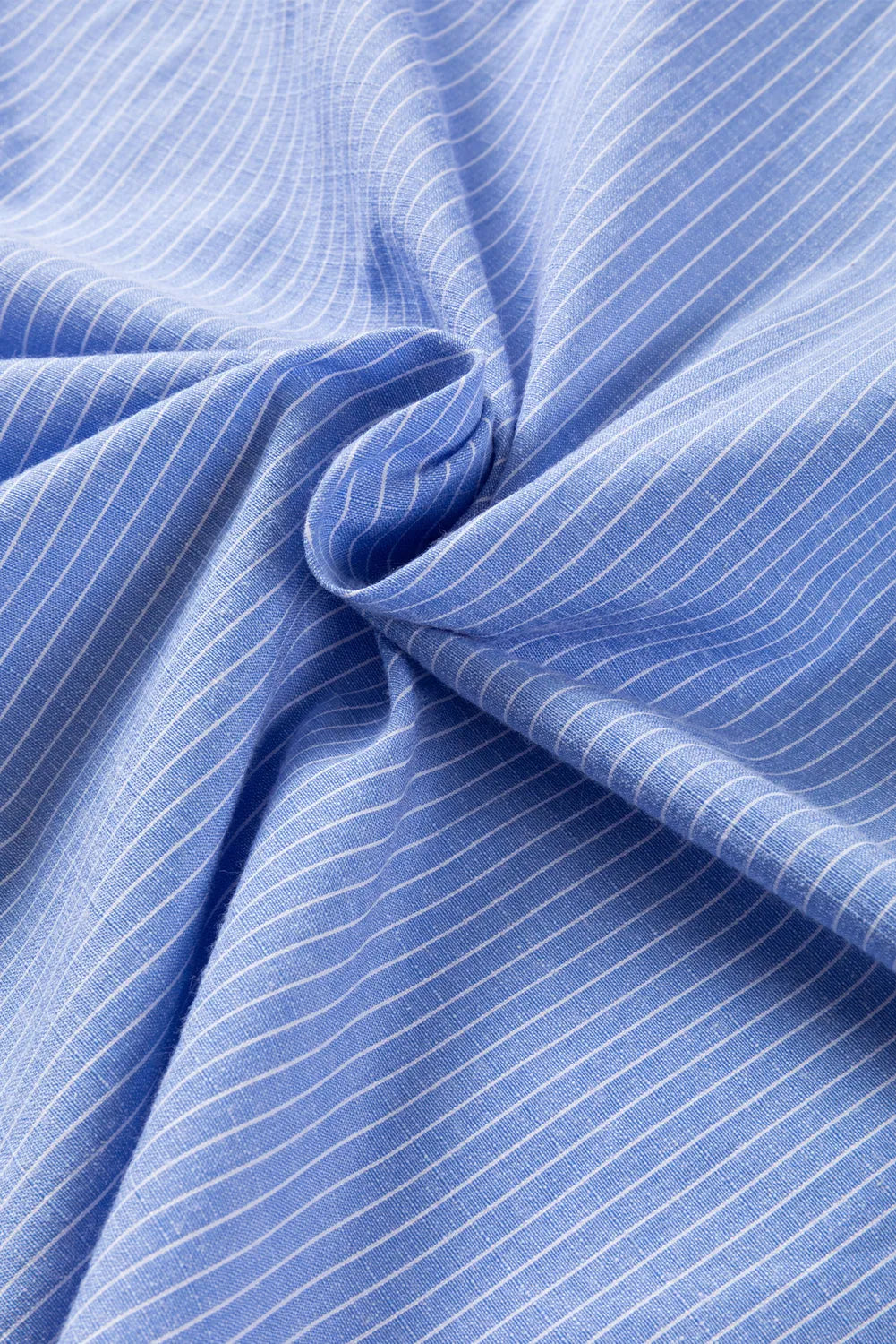 Sky Blue Stripe Roll-tab Sleeve Pocketed Long Shirt - Chic Meadow Boutique