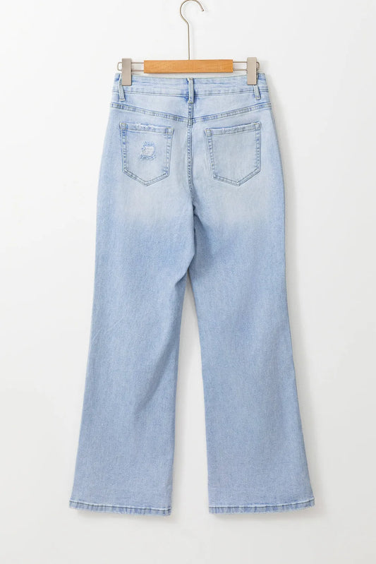 Beau Blue Vintage Light Wash Distressed Flare Jeans - Chic Meadow Boutique