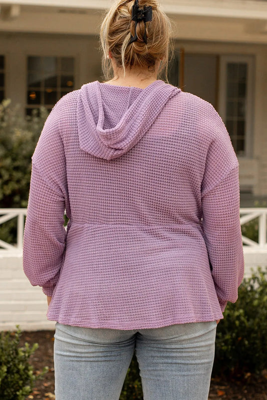 Plus Size Hooded Waffle Knit Top - Chic Meadow Boutique