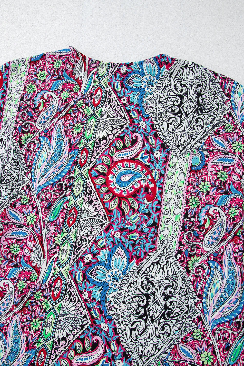 Red Paisley Print Open Front Kimono - Chic Meadow Boutique
