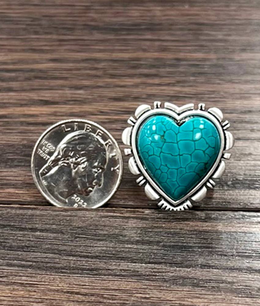 750458, Heart Turquoise Adjustable Ring
