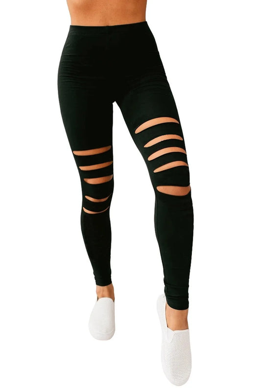 Black hollow out fitness Activewear leggings - Chic Meadow Boutique