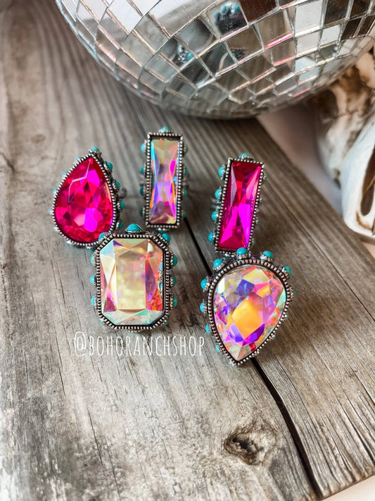 Bling Bling Glass Stone Western Ring Adjustable - Chic Meadow Boutique