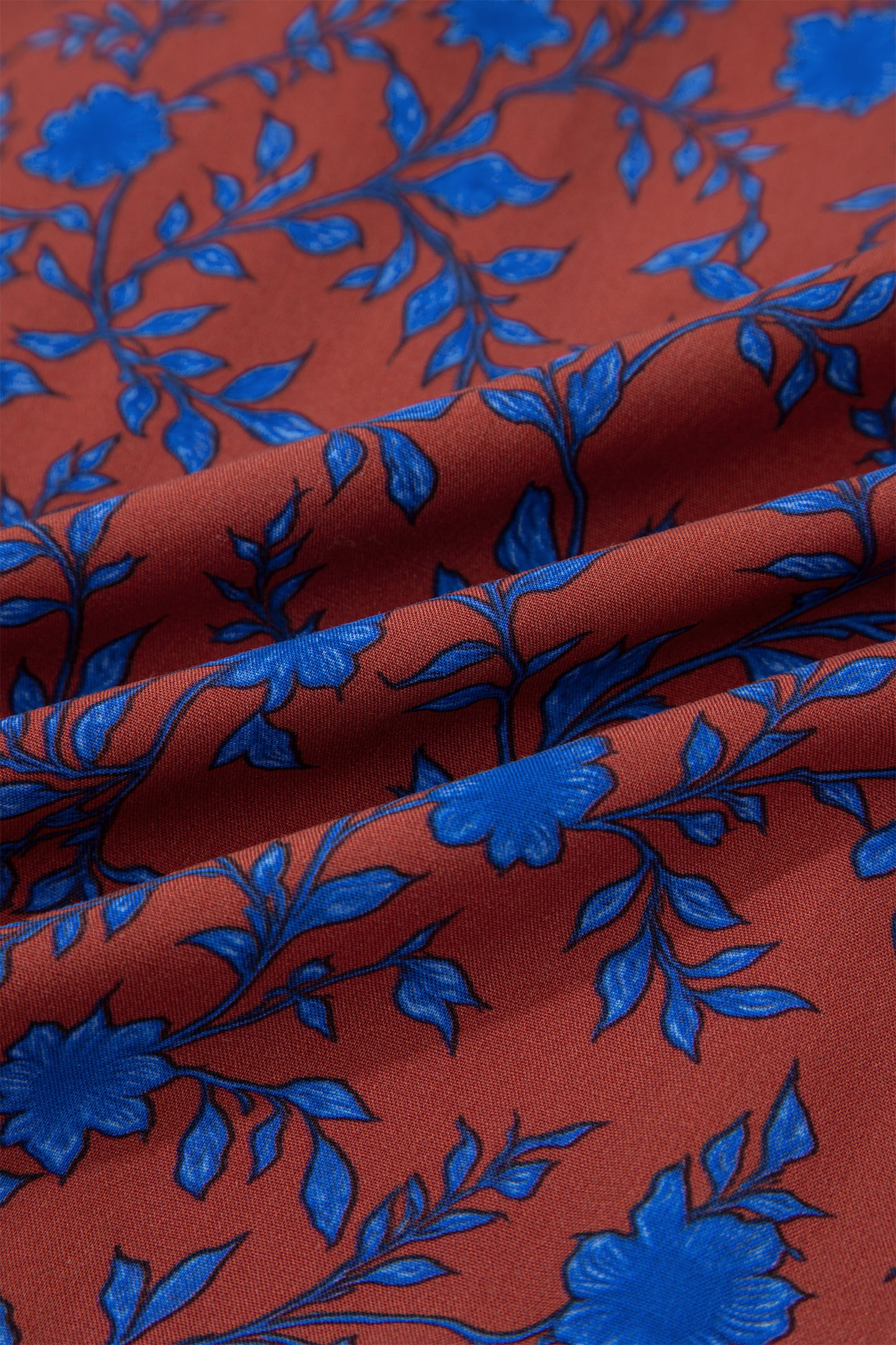 Brown 3/4 Puff Sleeve Tiered Loose Floral Dress