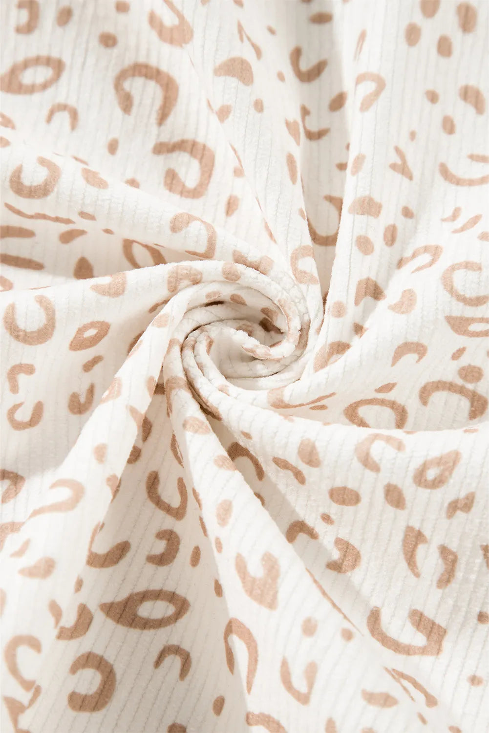 Beige Leopard Print Flap Pockets Buttoned Corduroy Shacket - Chic Meadow Boutique