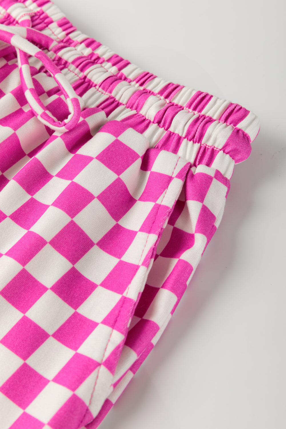 Rose Checkered Top and Short Casual 2pcs Set