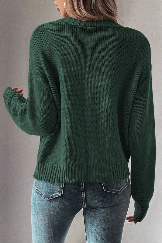 Canton Open Knit Drop Shoulder Sweater Cardigan - Chic Meadow Boutique