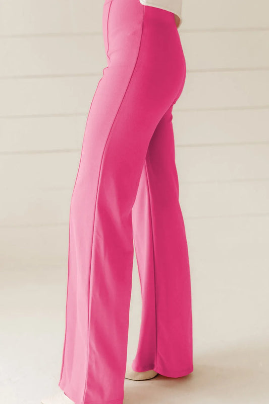 Sachet Pink High Waist Central Seam Flared Pants - Chic Meadow Boutique