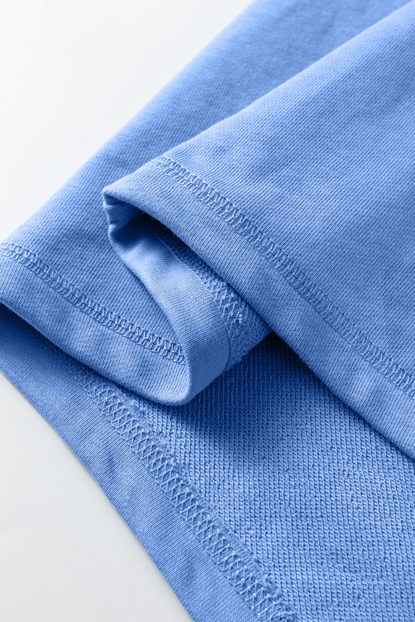 Beau Blue Solid Color Raw Seam Patchwork Baggy Sweatshirt
