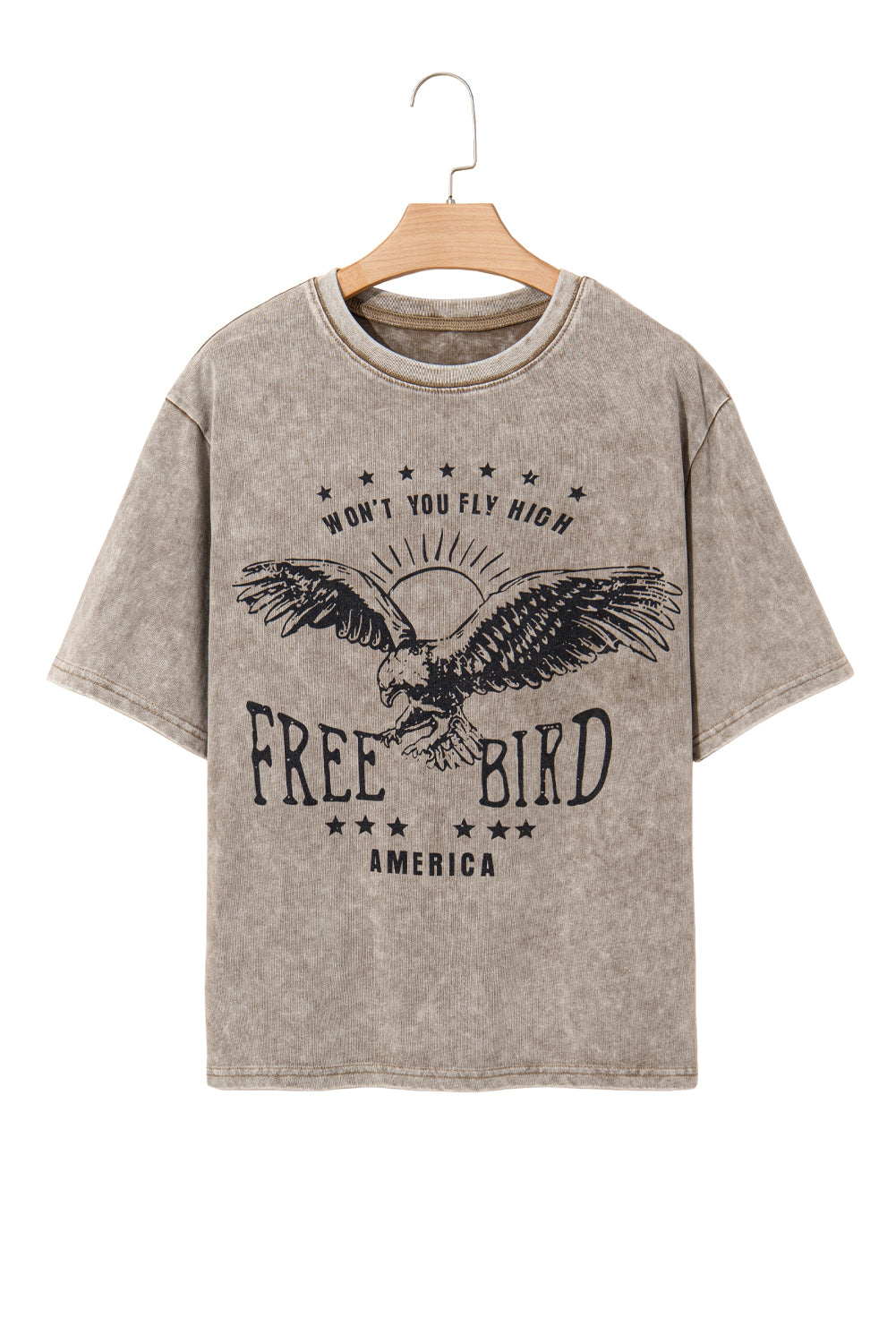 Parchment AMERICA FREE BIRD Vintage Graphic Mineral Washed Tee
