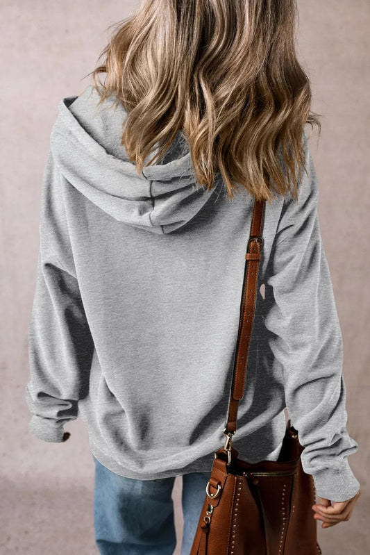 Tops/Sweatshirts & Hoodies Light Grey Fleece Lined Kangaroo Pocket Drawstring Chunky Hoodie