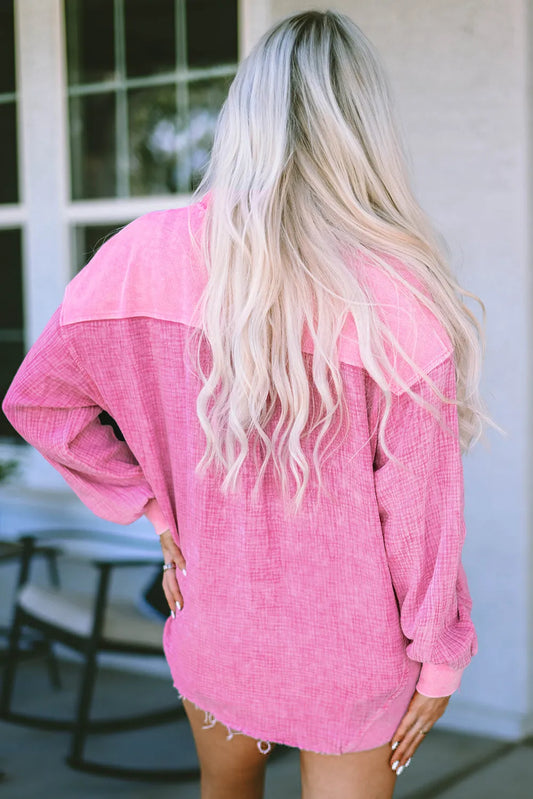Rose Mineral Washed Cotton Shacket - Chic Meadow Boutique