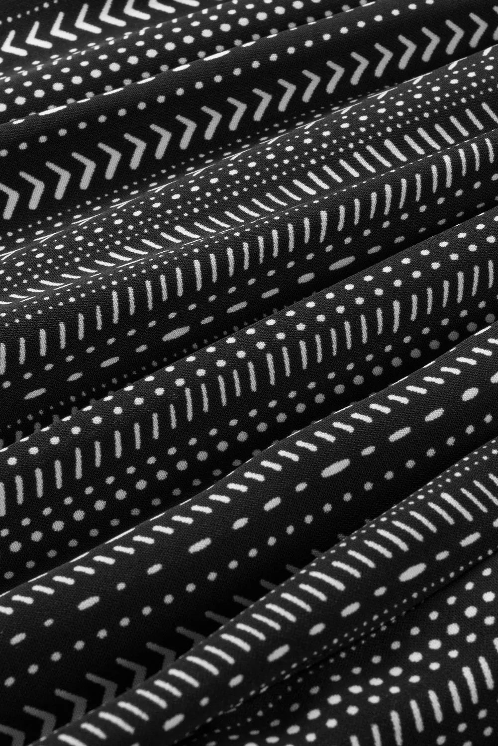 Black Printed Striped Printed Slit Wide Leg High Waist Pants - Chic Meadow Boutique