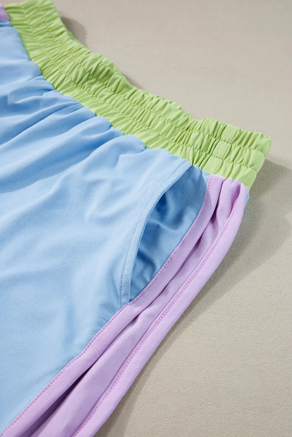 Blue Contrast Trim Cap Sleeve Tee Shorts Set - Chic Meadow Boutique