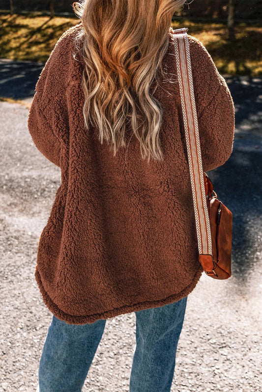 Red Clay Faux Shearling Teddy Bear Jacket - Chic Meadow Boutique