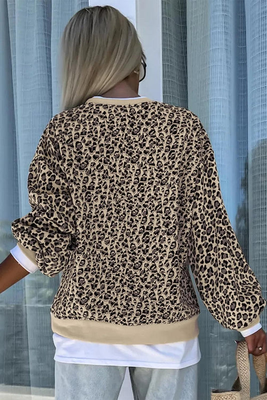 Tops/Sweatshirts & Hoodies Parchment Leopard Print Crew Neck Sweatshirt