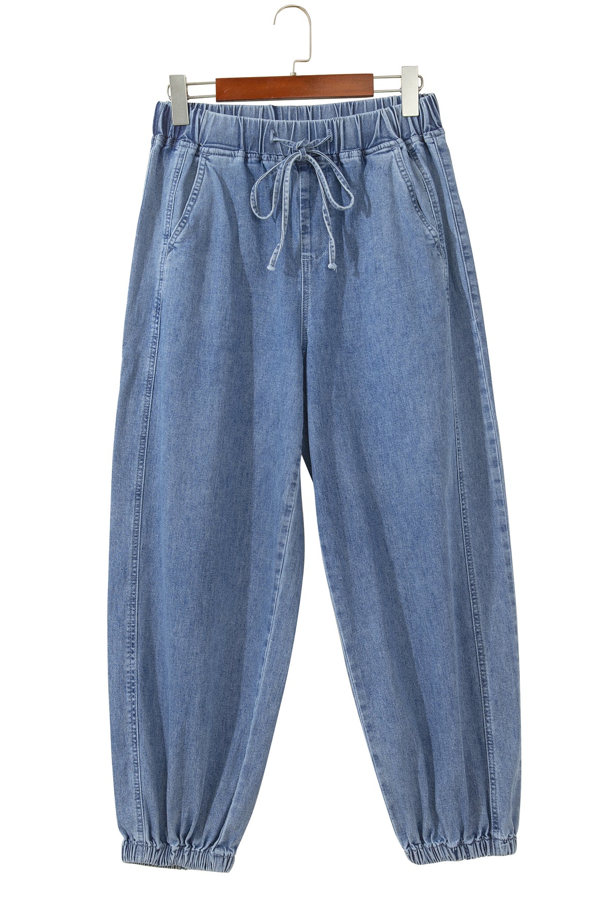 Dusk Blue Elastic Waist Harem Ankle Length Jeans